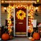 10Ft 50 LED Fall Garland with Lights - Battery Operated (Orange)